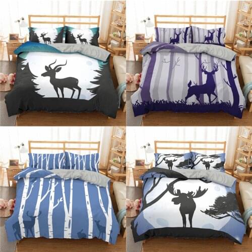 Modern and simple color cartoon forest fawn 3D printing bedding without linen duvet cover bedding