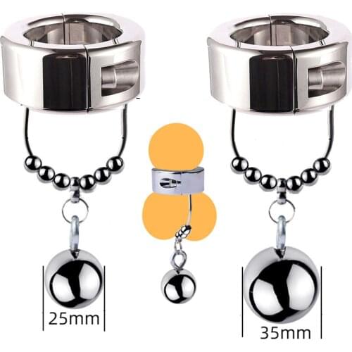 Steel Big Heavy Duty Male Cock Ring Ball Scrotum Stretcher Metal Penis Lock Bondage Delay Ejaculation BDSM Sex Toys For Men Gay