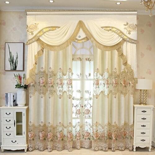 Custom Light Luxury Stitching CurtainsSimple Modern Embroidery European Style Curtains for Living Room Bedroom Curtains Valance
