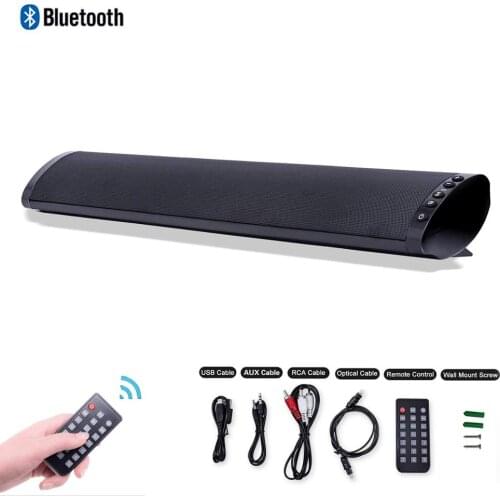 TV Sound Bar Speaker with Wired Digital Optical Audio RCA AUX USB TF Card Input with Remote Bass Stereo Surround Voice