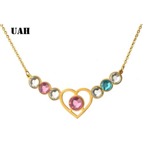 UAH Crystal Heart Necklace for Women SHORT Chain Heart Pendant Necklace Gift Ethnic Bohemian Choker Necklace drop shipping