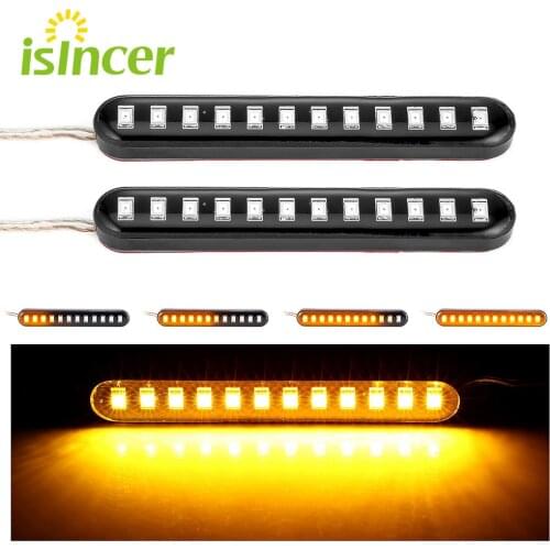 Universal Sequential Water Flowing 12 LED Mini Strips Motorcycle Car Strips Led Turn Signal flasher Lights Amber marke lamp