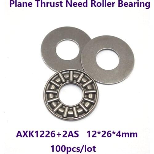 100pcs/lot AXK1226+2AS 12×26×4mm Thrust Needle Roller Bearing Washers Plane Thrust Need Roller Bearing 12*26*4mm