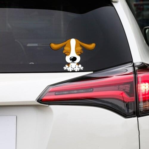 JuYouHui Exterior Accessories Decal Dog Beagle Long Ears Lovely Cartoon Car Stickers Creative Decals PVC Windshield Styling