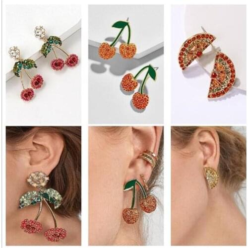 2019 Fashion Statement Drop Earrings For Women Sweet Fruit Cherry Earrings Hanging Dangle Earrings modern Jewelry Party Gifts