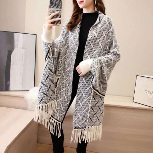 ZJZLL Wholesale Celebrity Style Thick Cashmere Crochet Sweater Winter Capes Pashmina Scarves Shawls Wraps Women Poncho Layers