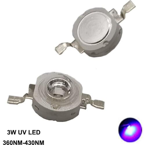10pcs-100pcs 3W UV High Power LED Light Beads Ultra Violet Purple LED Chip 360nm 365nm 370nm 380nm 390nm 395nm 400nm 405nm 430nm