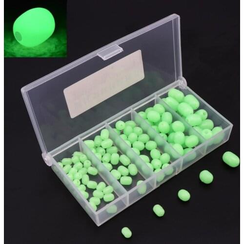 100pcs Oval Soft Plastic Luminous Glow Fishing Beads Sea Fishing Lure Float Tackles Tools Eggs for Rig Fishing Tools