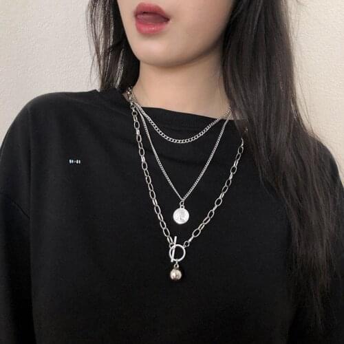 2020 Fashion Multilayer Hip Hop Long Chain Necklace For Women Men Jewelry Gifts Key Cross Pendant Necklace Accessories