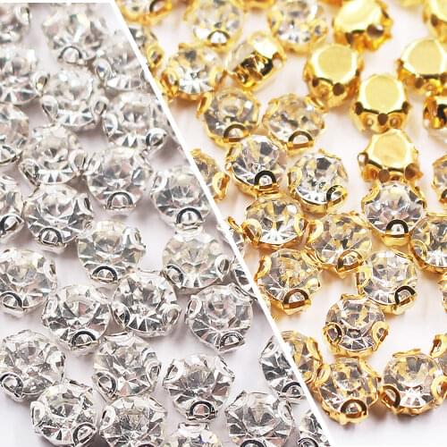 3D Claw Sewing Rhinestones Ss30 Gold Base Flatback Crystals Glass Strass Garment Dress Beads Non Hotfix Rhinestones For Clothes