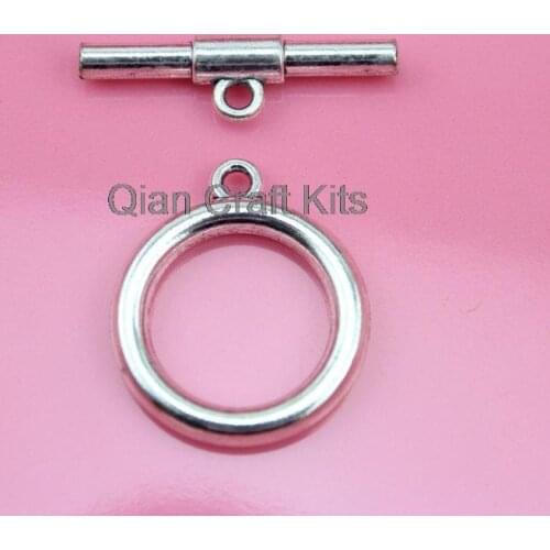 50 Sets big round plain Toggle Clasp antique silver zinc alloy lead and nickle free 23mm circle