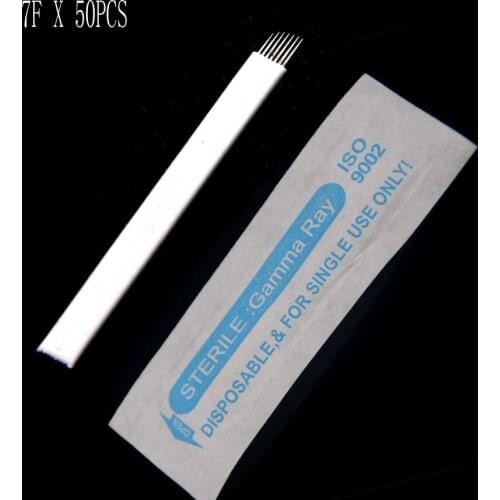 50PCS professional caneta microblading permanent makeup tattoo eyebrow needles 7 pin blades for eyebrow make up