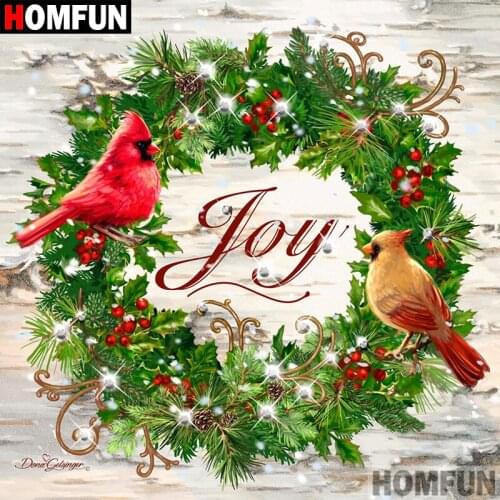 HOMFUN 5D DIY Diamond Painting Full Square/Round Drill "Christmas bird" 3D Embroidery Cross Stitch gift Home A08885