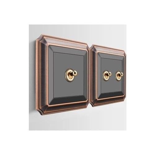 Antique Black Wall Switch 86 type Retro Toggle Switch 1 GANG 2 GANG 3 GANG 4 GANG 2 way 10A 110V-250V Wood Panel Brass Lever