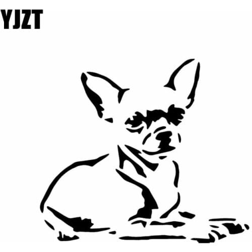 YJZT 14.1X12.4CM Chihuahua Dog Puppy Pet Car Sticker Vinyl Decal Transfer Mural Art Black/Silver C24-1189