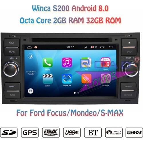 Winca S200 Android 8.0 Car PC DVD Player Radio For Ford Focus Mondeo S-MAX Connect 2005 2006 2007 Stereo GPS Navigation Magnitol