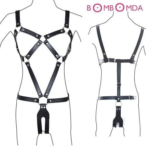 BDSM Couples Leather Bondage Underwear Black Bondage Breast G-String Panties Erotic Slave Tame Game For Couples Flirting Sex Toy