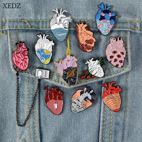 XEDZ New Color Rose Rose Heart Marine Series Brooch Heart Badge Collection Fashion Personality Denim Clothing Pendant Gift