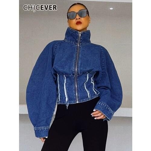 Женские синие куртки CHICEVER China At AliExpress