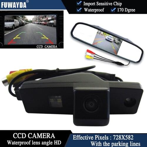 FUWAYDA Color CCD Chip Car RearView Camera for Toyota Highlander Kluger Lexus RX300+4.3 Inch rearview Mirror Monitor WATERPROOF