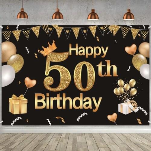 50th Birthday Decorations Happy 50th Birthday Backdrop for Men / Women Photography Background Birthday Decorations Party Banner