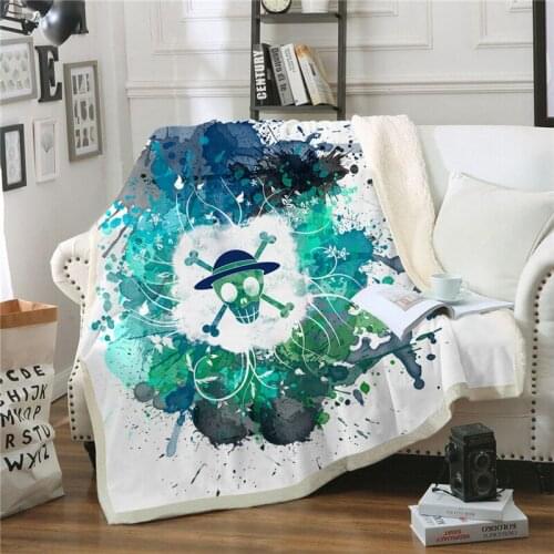 Skull Doodle Design Sherpa Blanket Fashion Travel Youth Bedding 3D Print Outlet Plush Throw Washable Fleece Blanket