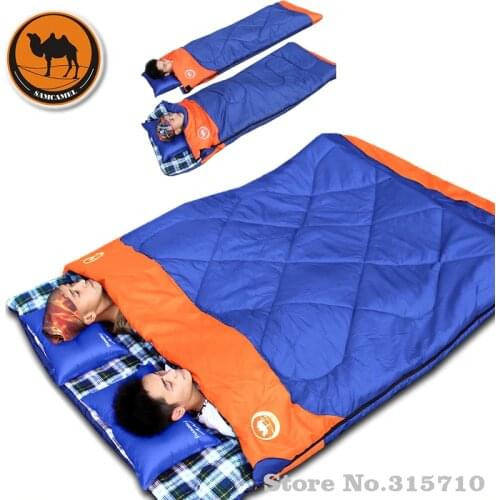 Outdoor Double Sleeping Bag Envelope Spring and Autumn Camping Hiking Portable Bed Bag Filling Cottom for Couple