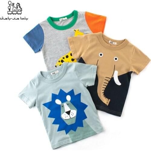 Cartoon Printed Baby Boys Animal T Shirt For Summer Infant Kids Boys Girls Lion T-Shirts Clothes Cotton Toddler Tops Girl Dress
