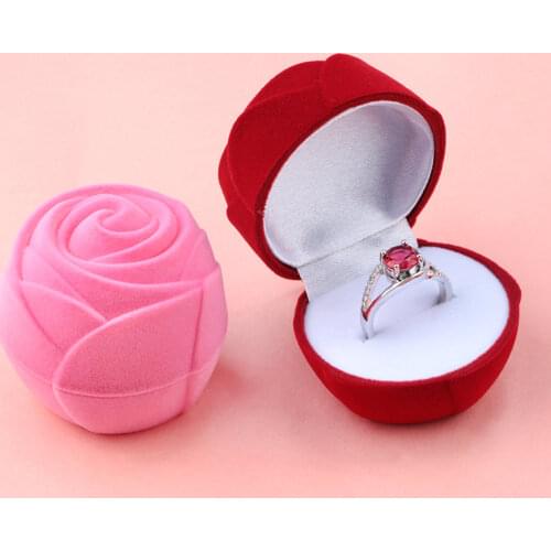 2 pieces lovely Velvet gift box rose flower jewelry box wedding ring box Necklace Ring Case Earrings Holder for jewelry display
