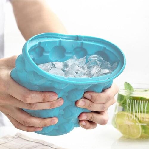 Ultimate Ice Cube Trays Maker Silicone Bucket with Lid Small Large Size Nugget Ice Chips for Soft Drinks Cocktail Ice