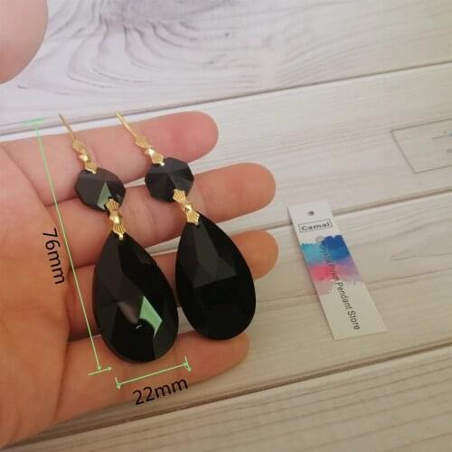 Camal 2pcs Black 38mm Crystal Drop Pendant Prisms Chandelier Suncatcher Lighting Lamp Parts Bowtie Pin Beads Garland Hanging DIY