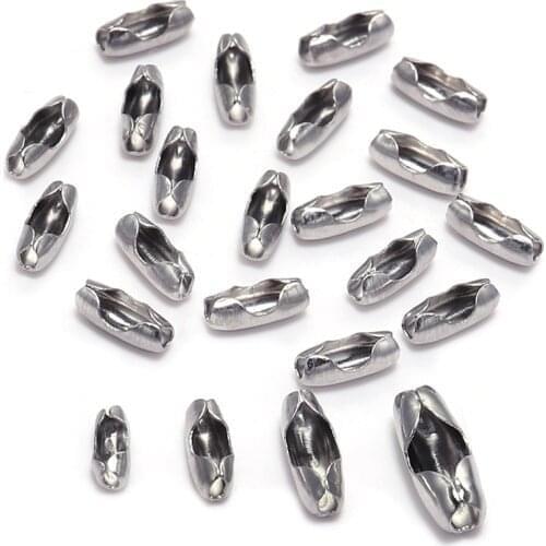 50pcs/Lot 1.5 2.0 2.5 3.2 mm Stainless Steel Ball Chain Connector Clasps End Beads Crimp For DIY Jewelry Making Finding Supplies