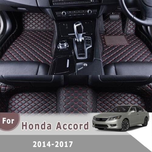 RHD Carpets Car Floor Mats For Honda Accord 2017 2016 2015 2014 Artificial Leather Decoration Accessory Kits Custom Covers Rugs