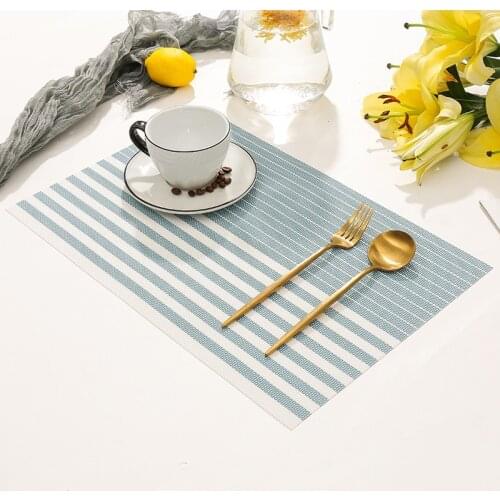 PVC Stripe Oil Water Resistant Non-slip Kitchen Placemat Coaster Insulation Pad Dish Coffee Cup Table Mat Home Hotel Decor 51094
