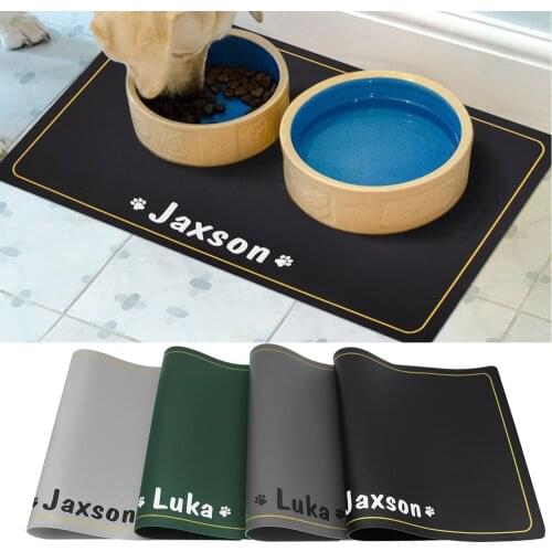 Pet Dog Bowl Feeder Mat Placemat Custom Dog Puppy Cat Feeding Mat Pad Dog Accessories Food Dish Pad Bowl Drinking Feeding Mat
