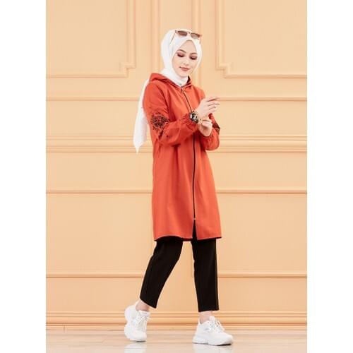 Muslim Women 'S Zipper Tunic-Tile Summer Winter Spring Autumn