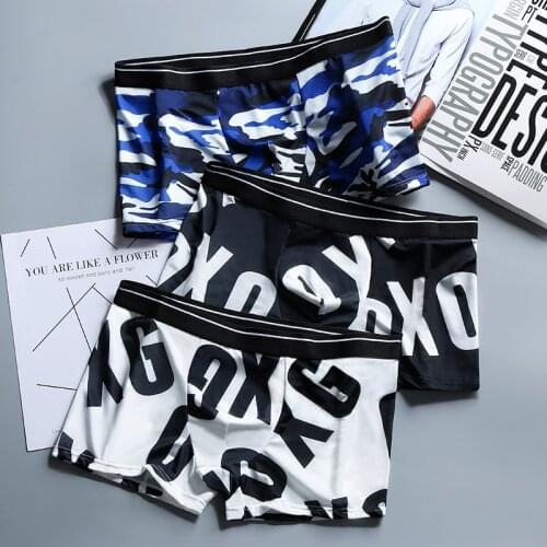 Mens Ice Silk Boxer Shorts Summer Mens Briefs Thin Breathable Printed Mens Underwear M-3XL