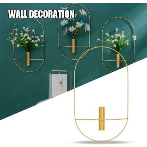 Simple Wrought Iron Wall Decoration Vase Modern Light Home Living Room Shop Wall Flower Arrangement Art Gold Vase Home Decor