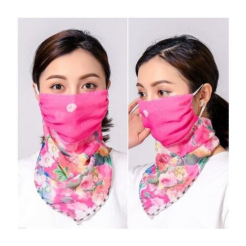 New Neck Breathable scarf Riding Mouth Scarf Anti-UV Chiffon Thin Bandana women Sunscreen Multi-function face scarf Ring Wraps