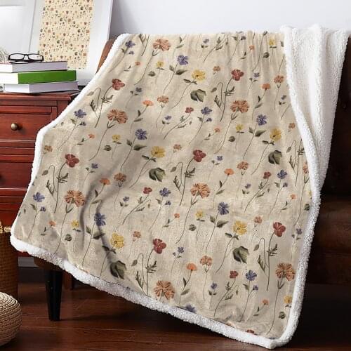 Retro Floral Tile Pattern Blanket for Beds Sofa Fleece Throw Blanket Winter Bedclothes Bedspread Cashmere Blanket