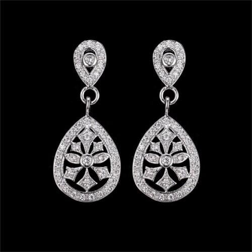 ORZTOON Vintage Silver Color Pear Irregular Zircon Earrings For Women Fashion Water Drop Pendant Earring Trendy Bridal Jewelry