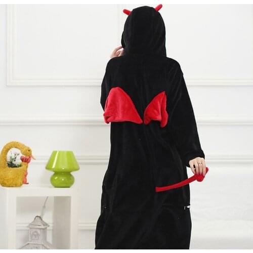 Winter Flannel Family Mother Father Kids Female Demon Animal pajamas Girl Boy pajamas Woman Hooded Home Clothing Kigurimi