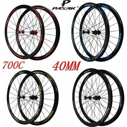 PASAK Road Bike 700C Wheelset Sealed Bearing 40MM Rim Flat Spoke C V Brake 11 12 Speed Ultralight Bicycle Wheel