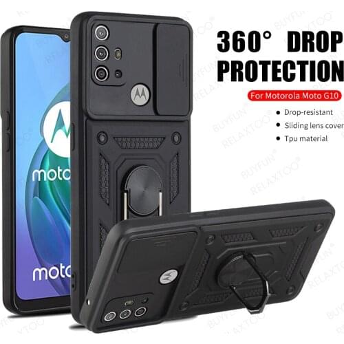 Shockproof Stand Ring Case For Motorola Moto G10 Push Pull Camera Protection Phone Back Cover For MoTo Rola G20 G30 G 10 20 30