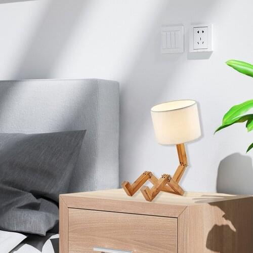 Adjustable Table Lamp Modern Desk Bedside Lights Fabric Shade Yellow