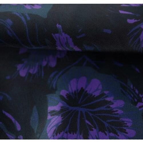 Romantic Purple Flower Printed Polyester Lining Fabric 50x140cm