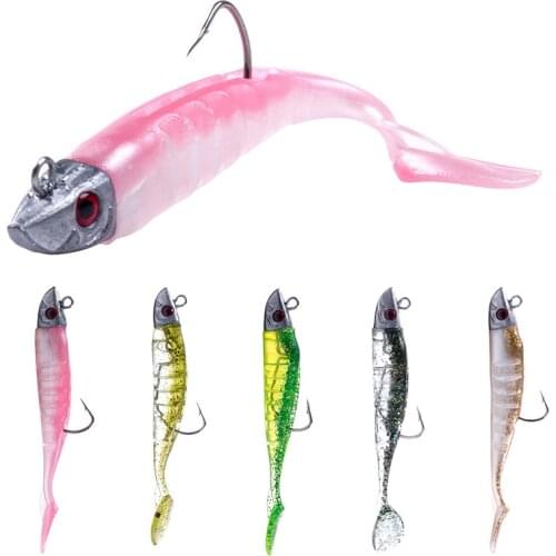 1pcs Jigging Soft Bait Fishing Lures 9cm/15g 11cm/25g DIY Lead Head Jig Fish T Tail Sea Bass Lure Fishing Tackle