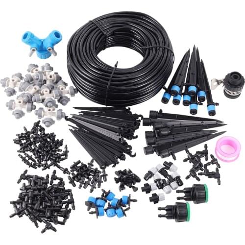 Garden Irrigation System Automatic Drip Irrigation Kit 1/4" Distribution Tubing Watering Kit Greenhouse Patio Water Equipment