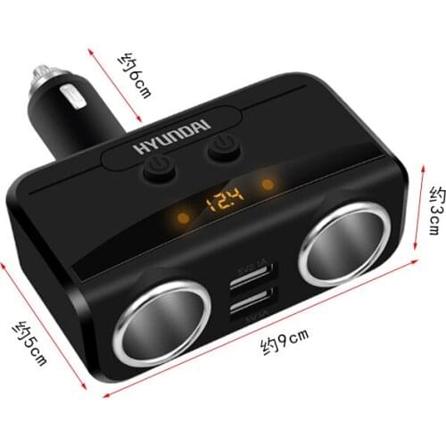 Modern vehicle-mounted mobile charger Can one cigarette 2 double USB voltage checkout automobile HY - 32