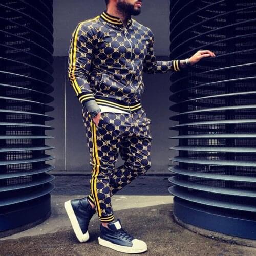 New Mens sets Autumn Gentlemen Tracksuit Set Male Sweatshirt Men clothing Multi-pocket Fashion Trousers High Street Jackets Set